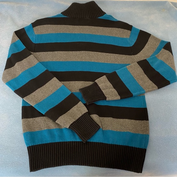 Carbon men’s black, gray & blue 1/4 zip 100% cotton sweater - Picture 9 of 14